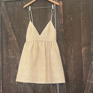 Alice + Olivia Gold Embellished Prom Dress
